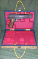 Pistol case open.
