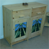 Dinning room cabinet with stain glass doors